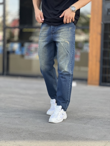 شلوار مام فیت جین Zara آبی سایه کثیف کد 348