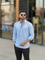 پیراهن دوشین آستین بلند Man آبی آسمانی