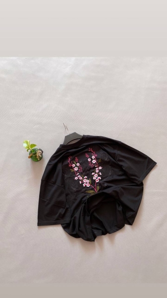 تی شرت نخ پنبه گرم بالا تمام گلدوزی