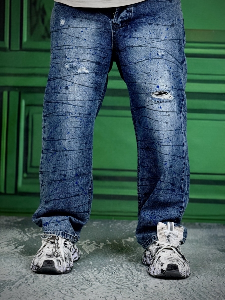 شلوار جین کاستوم آبی تیره