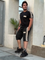 ست تیشرت و شلوارک BALENCIAGA دو خط مشکی