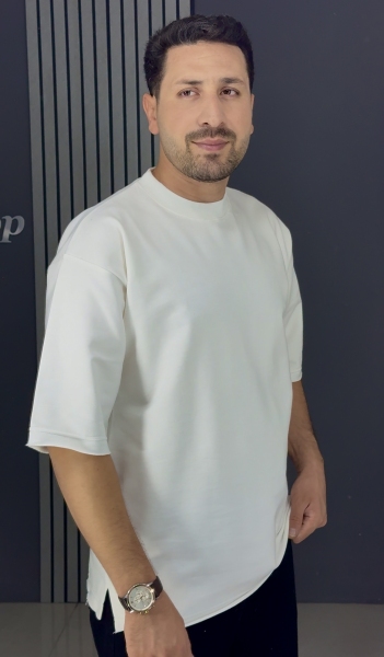 تیشرت دورس 3 نخ کثیفدوزی سفید