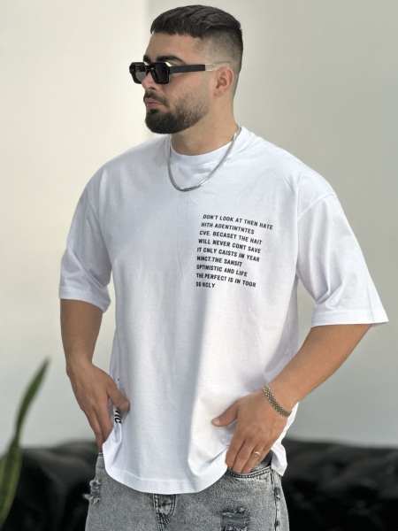 تیشرت پنبه BRAND سفید