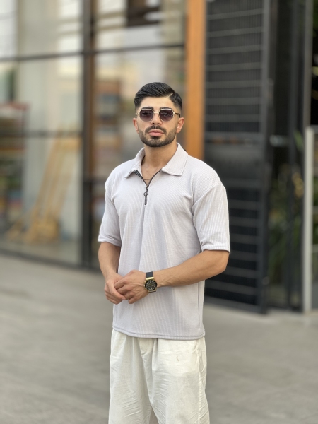 تیشرت نیم زیپ مراکش طوسی