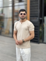 تیشرت یقه کوبایی بیسکوییتی Yep کرمی