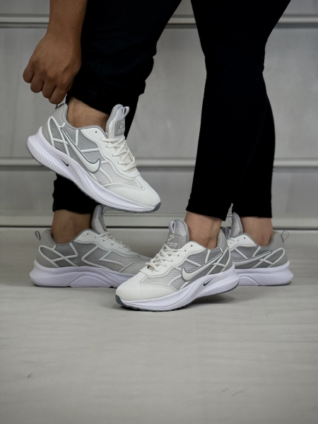 کتونی اسپرت(نایک) سفید طوسی ابری