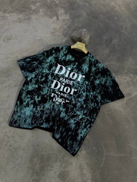 تیشرت آستین کوتاه طرحدار Dior مشکی آبی