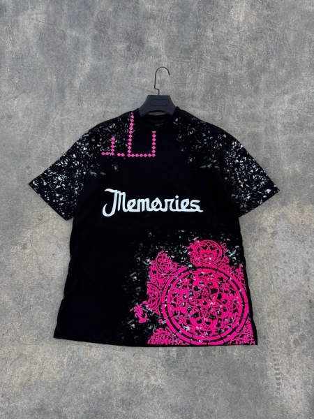 تیشرت آستین کوتاه Memories مشکی صورتی سفید
