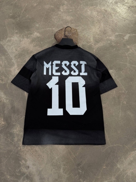 تیشرت آستین کوتاه رنگ پاشیده MESSI مشکی