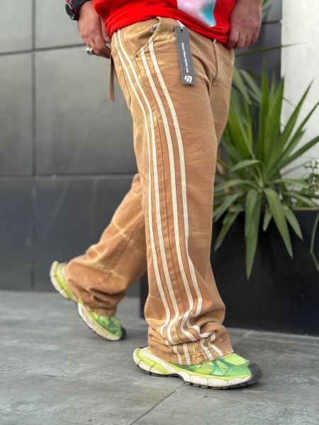 شلوار بگ کتان کاستوم BALENCIAGA قهوه ای روشن