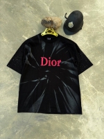 تیشرت آستین کوتاه رنگ پاشیده Dior مشکی سفید