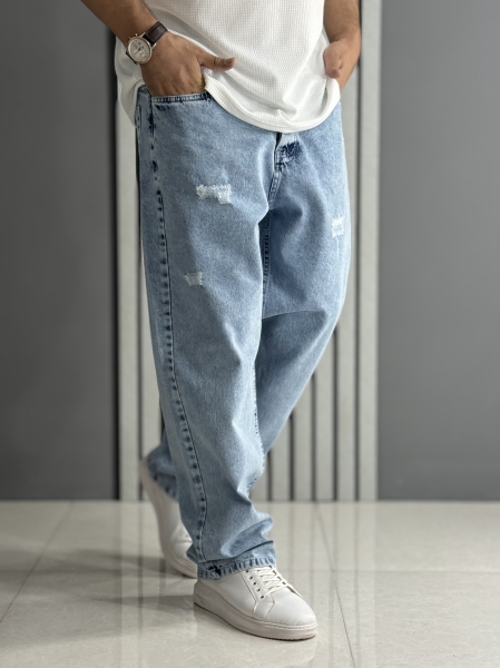 شلوار جین بگ آبی یخی ( قد 110سانت )