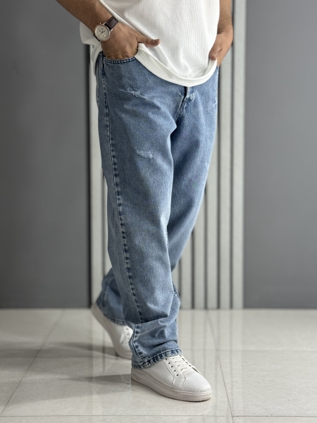 شلوار جین بگ آبی روشن ( قد 110 سانت )