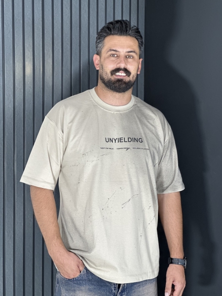 تیشرت ماکان باکسی مردانه کرمی