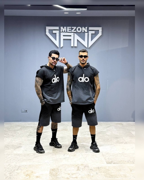 ست وست و شلوارک کلاهدار Alo مشکی