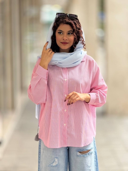 مانتو راه راه پشت دکمه