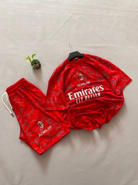 ست تی شرت و شلوارک نخ پنبه گرم بالا