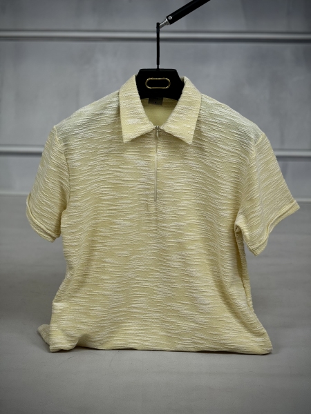 تیشرت نیم زیپ مراکشی لیمویی