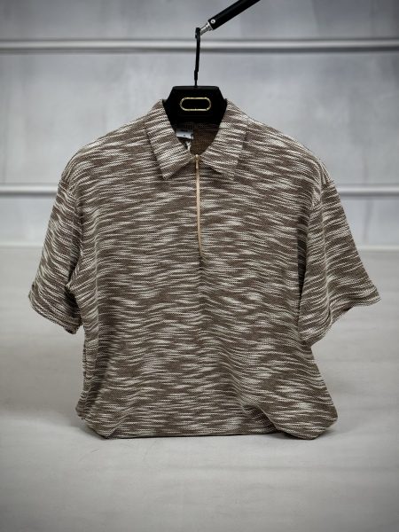 تیشرت نیم زیپ مراکشی قهوه ای