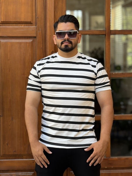 تیشرت رینگر سفید مشکی