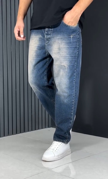 شلوار مام فیت مردانه آبی