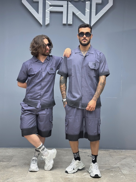 ست کارگو پیراهن شلوارک بالن بنفش