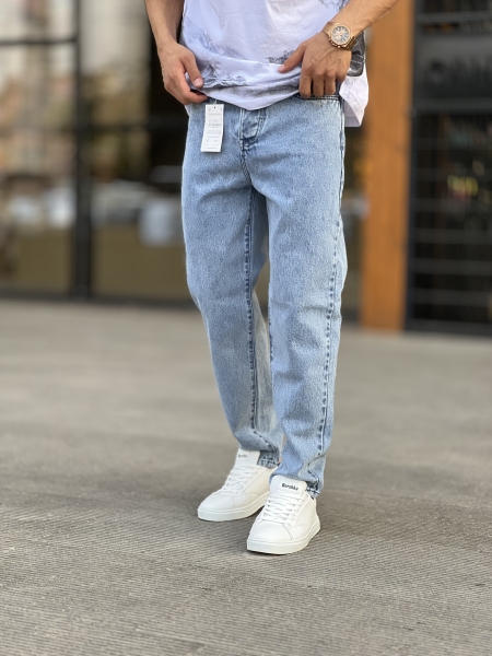 شلوار مام فیت جین Zara آبی یخی کد 1065