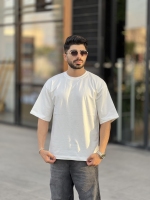 تیشرت ساده باکسی Sanin سفید شیری