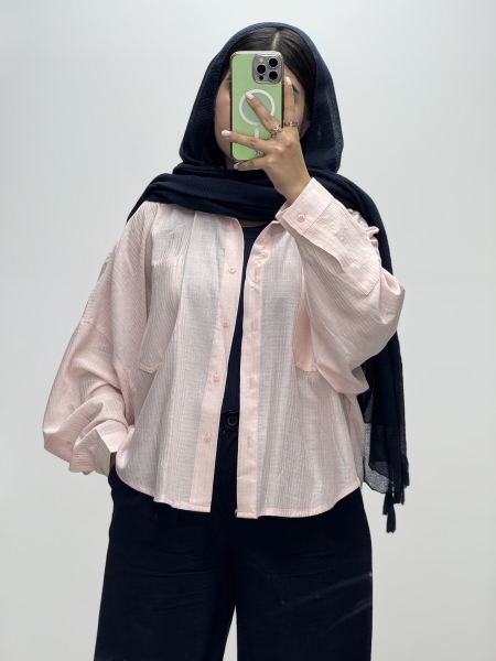شومیز کیمونو شیشه ای 2جیب