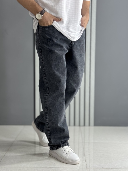 شلوار جین بگ ذغالی ( گرم بالا / قد 107 سانت )