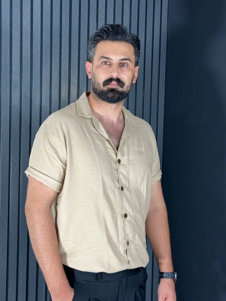 پیراهن مراکشی کنفی مردانه کرمی