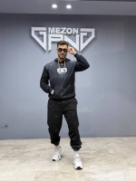 ست کلاهدار هودی پنبه رنگپاش مشکی