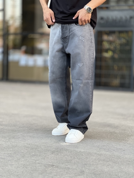 شلوار نیم بگ جین Sofi ذغالی سایه کد 505