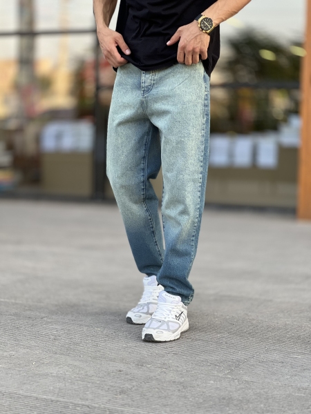 شلوار مام فیت جین Zara آبی سایه سبز کد 1021