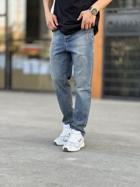 شلوار مام فیت جین Zara آبی کشی کد 569