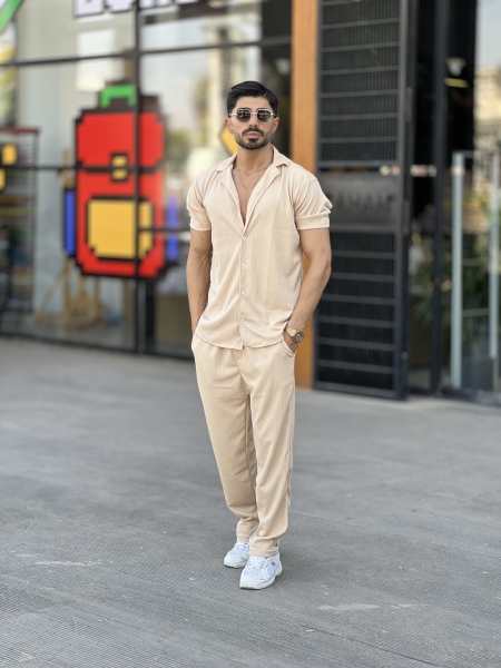 ست پیراهن شلوار مراکشی Mos کرمی