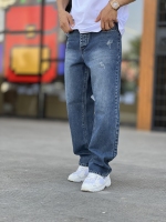 شلوار نیم بگ جین Parsa آبی سیر سایه کد 610