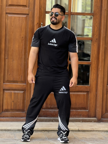 ست تیشرت و شلوار آدیداس بالنسیاگا مشکی سفید