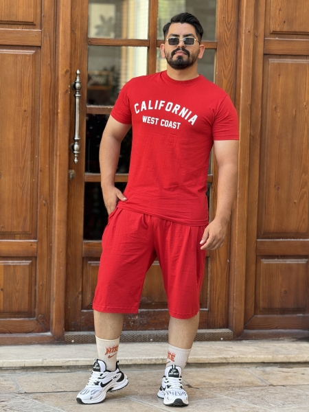 ست تیشرت شلوارک کالیفورنیا قرمز