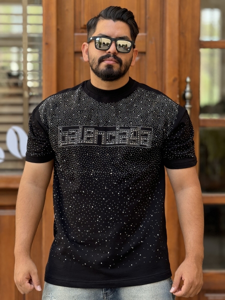 تیشرت نگین دار ستاره بالنسیاگا مشکی