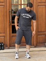 ست تیشرت شلوارک کالیفورنیا طوسی تیره