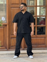 ست تیشرت و شلوار لینن مشکی