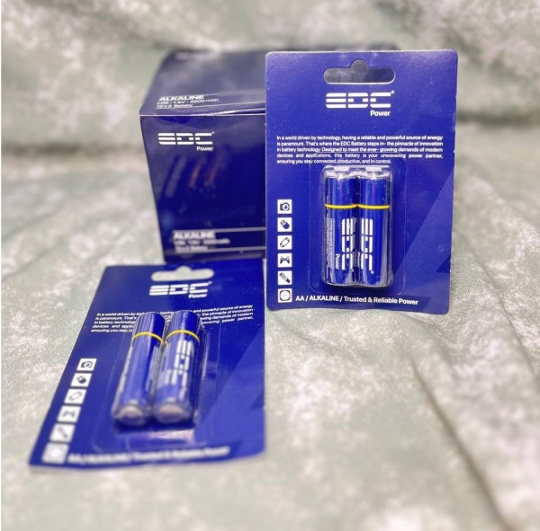 باتری قلمی آلکالاین کارتی بسته 2 عددی 2200 میلی آمپر ساعت EDC