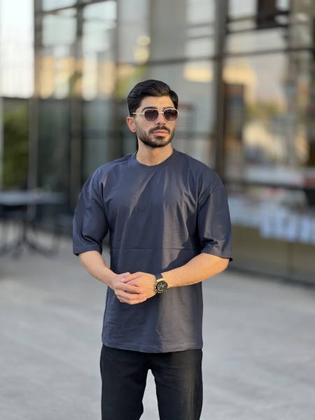 تیشرت ساده آستین سه رب Civan ذغالی