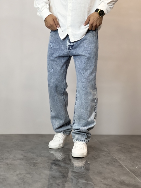 شلوار نیم بگ جین J آبی دریایی کد 642