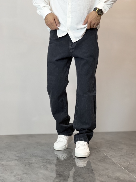 شلوار نیم بگ جین J ذغالی تیره کد 626