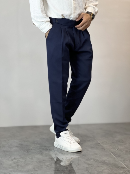 شلوار پارچه ای کلاسیک پیله خور سرمه ای