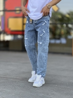 شلوار بوی فرند جین Zara آبی زاپدار کد1076