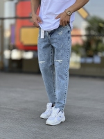 شلوار بوی فرند جین Zara آبی کثیف زاپدار کد 1029