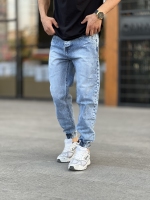 شلوار مام دمپاکش جین Sas آبی یخی کد